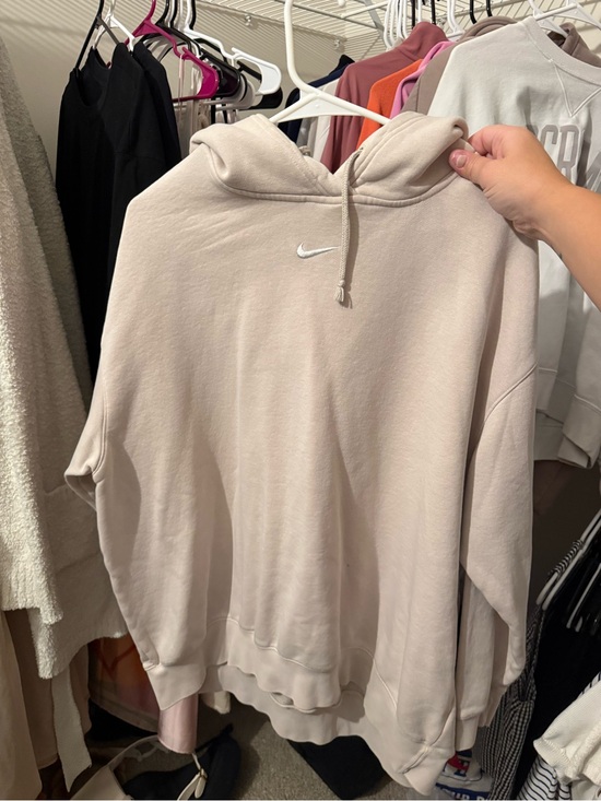 Nike Sweaters - Nike Cream Oversized Pullover Hoodie with White Swoosh